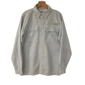 Habit Shirt Fishing Button Up Vented Blue Plaid Long Sleeve Outdoors UPF Small